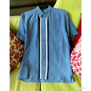 Mens Cubavera Guayabera blue striped shirt sz S